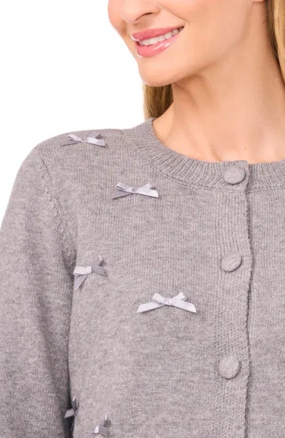 Cece Ribbon Applique Cardigan In Gray