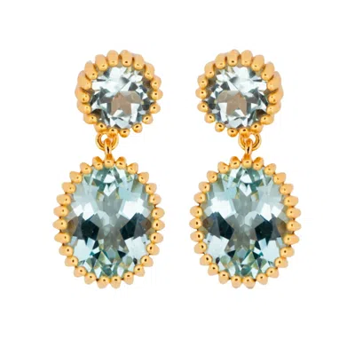 Dainty London Women's Gold Sky Blue Topaz Aurelia Earrings In Blue