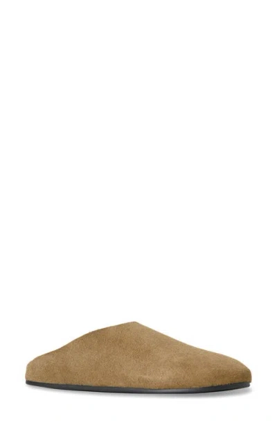 The Row Beige Hudson Suede Slide Loafers In Green