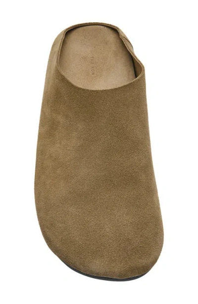 The Row Beige Hudson Suede Slide Loafers In Green