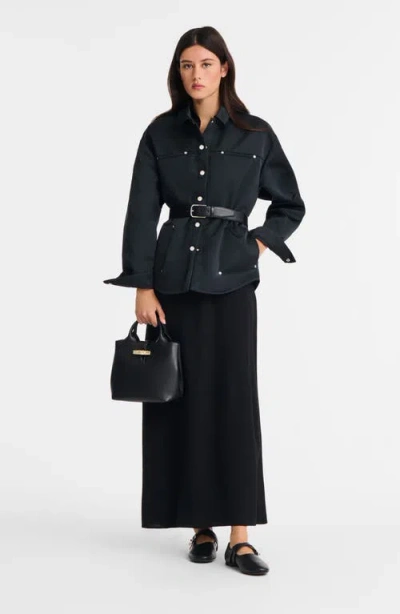 Longchamp Mini Structured Top Handle Bag With Detachable Strap In Black