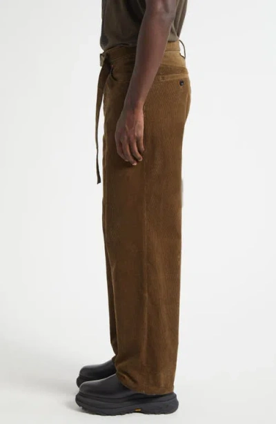 Sacai Belted Corduroy Five Pocket Pants In Brown
