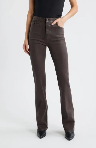 Frame The Reboot Coated High Waist Bootcut Jeans In Brown