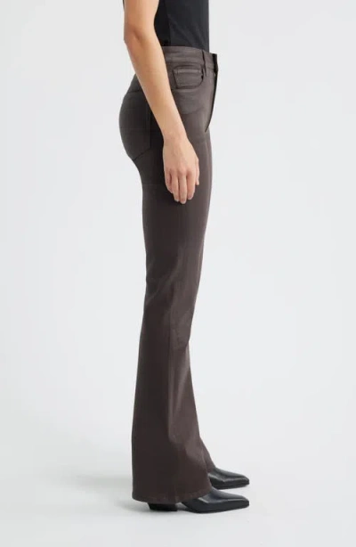 Frame The Reboot Coated High Waist Bootcut Jeans In Brown