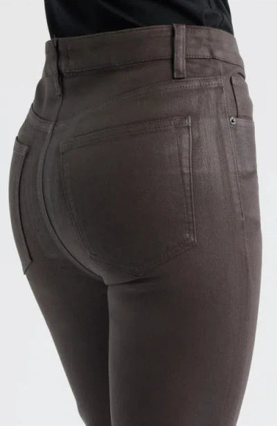Frame The Reboot Coated High Waist Bootcut Jeans In Brown