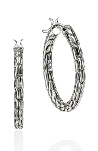 John Hardy Sterling Silver Jh Essentials Chain Motif Hoop Earrings In Metallic