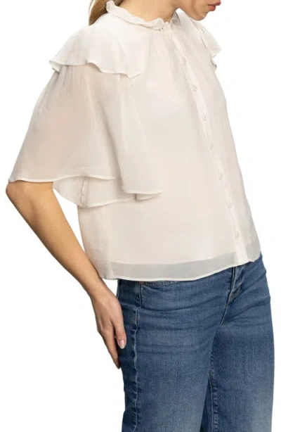 Sanctuary Deja Vu Ruffle Flutter Sleeve Button-up Shirt In White