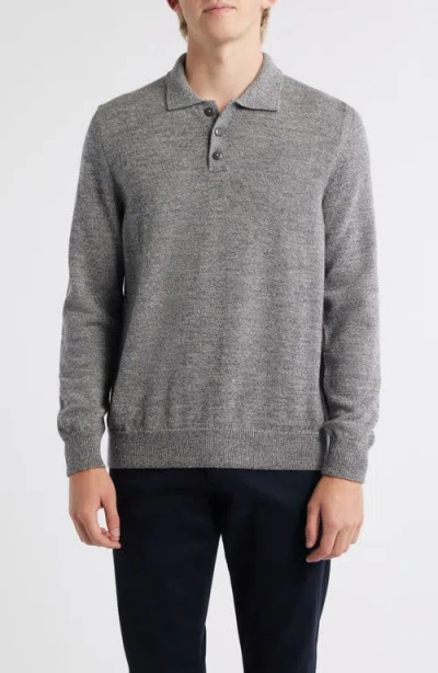 Alex Crane  Anchor Merino Wool Polo Sweater In Gray