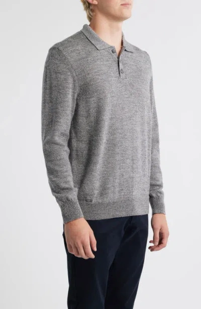 Alex Crane  Anchor Merino Wool Polo Sweater In Gray