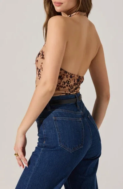 Astr The Label Nala Leopard Halter Bodysuit In Brown
