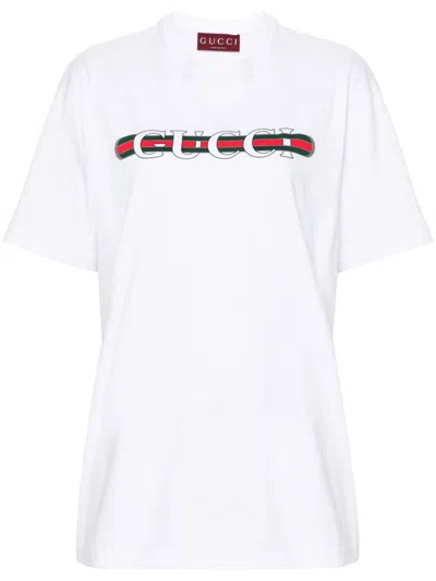 Gucci Printed Cotton Jersey T-shirt In White