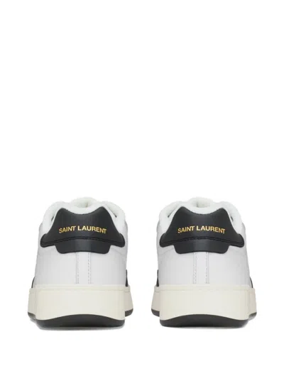 Saint Laurent Smooth Leather Sneakers Contrast Panel In White