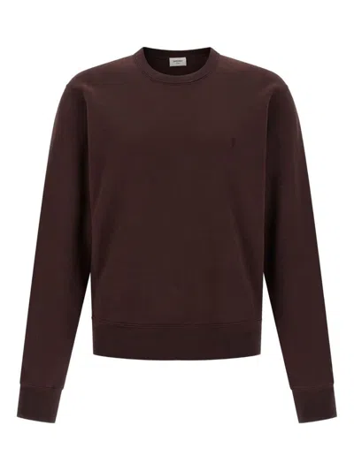 Saint Laurent Cassandre Embroidered Sweatshirt In Purple