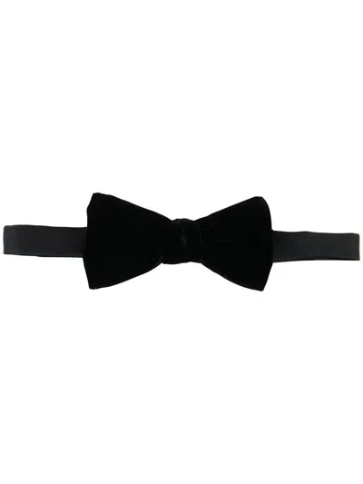 Saint Laurent Yves Bow Tie In Silk Satin Accessories In Black