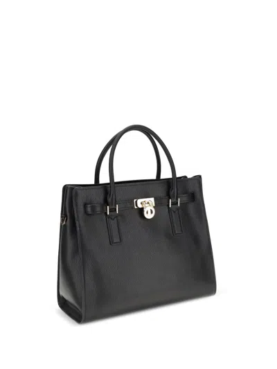 Michael Kors Hamilton Moderne Large Leather Satchel In Black