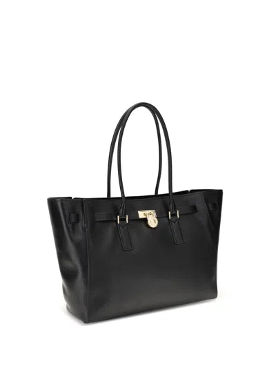 Michael Kors Hamilton Moderne Large Leather Tote Bag In Black