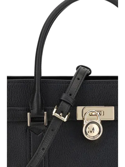 Michael Kors Hamilton Moderne Large Leather Satchel In Black