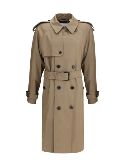 Burberry Long Double-breasted Trench Coat Beige In Gray