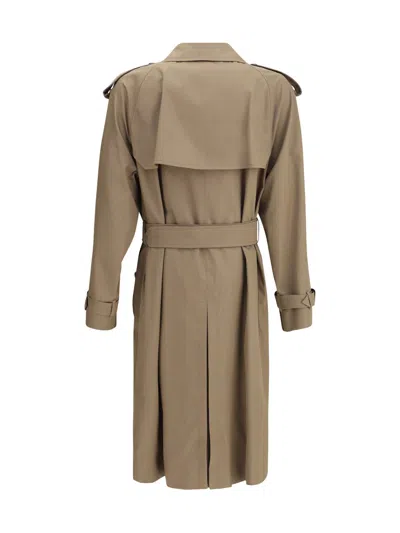 Burberry Long Double-breasted Trench Coat Beige In Gray