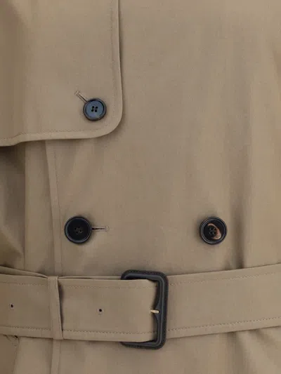 Burberry Long Double-breasted Trench Coat Beige In Gray