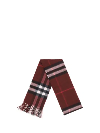 Burberry Wide Check Wool Scarf In Red