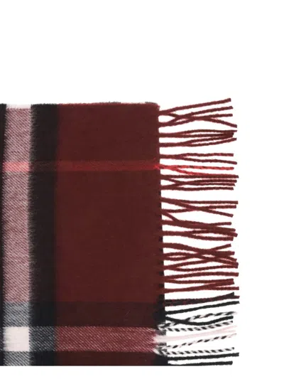 Burberry Wide Check Wool Scarf In Red