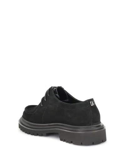 Dolce & Gabbana Polished Derby Shoes In Calf Leather In Black