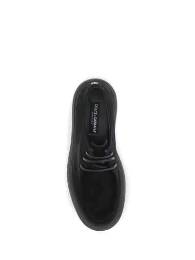 Dolce & Gabbana Polished Derby Shoes In Calf Leather In Black