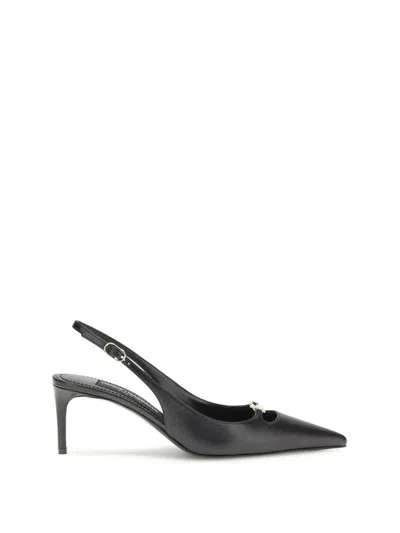 Dolce & Gabbana Pointed Toe Slingback High Heel Sandals In Black