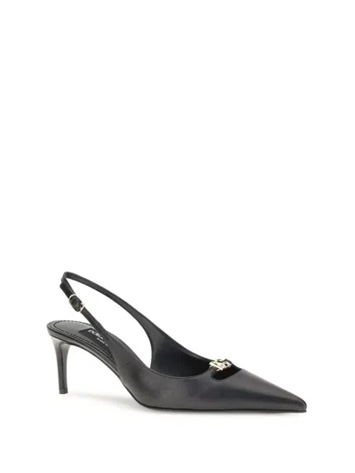 Dolce & Gabbana Pointed Toe Slingback High Heel Sandals In Black