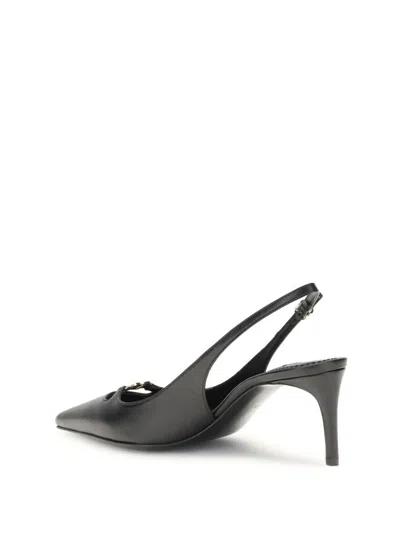Dolce & Gabbana Pointed Toe Slingback High Heel Sandals In Black
