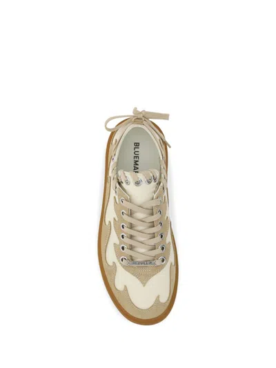 Bluemarble Wavy Applique Sneakers In Beige Leather In Brown