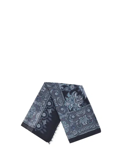 Etro Men Jacquard Scarf In Blue