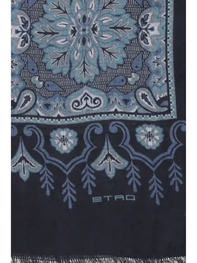 Etro Men Jacquard Scarf In Blue