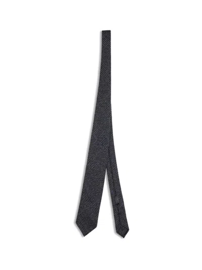 Brioni Glen-plaid Silk-cashmere Tie In Gray