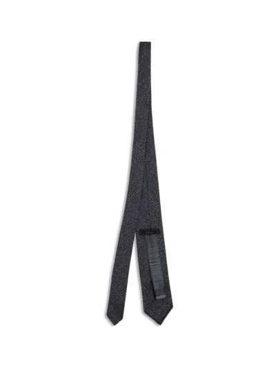 Brioni Glen-plaid Silk-cashmere Tie In Gray