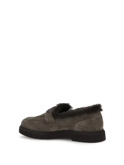 Brunello Cucinelli Women Furry Loafers In Gray