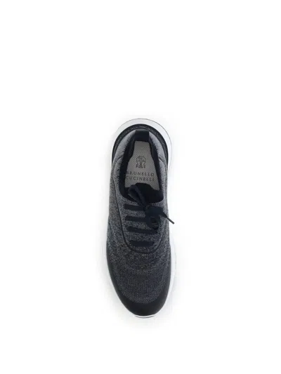 Brunello Cucinelli Runners In Techno Cotton Knit With Termonastrature Shoes In Black