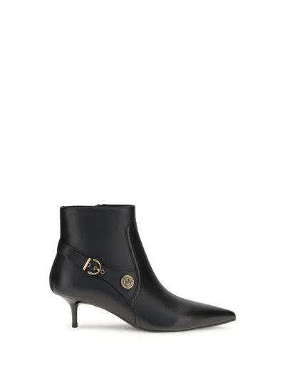 Pinko Booties With Love Birds Logo On The Strap In Black