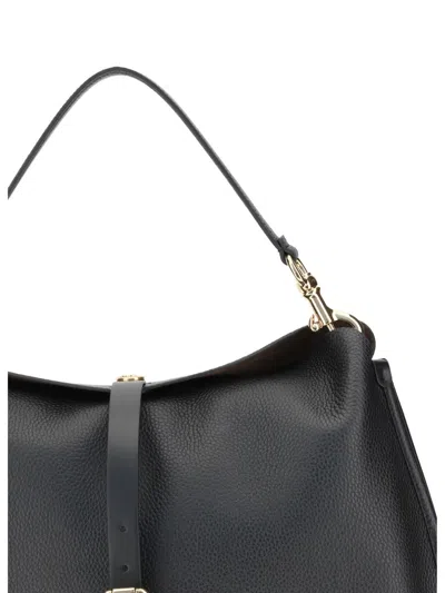 Etro Buckle-fastening Extra-large Leather Shoulder Bag In Black