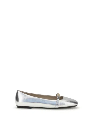 Pinko Metallic Ballerinas In Silver
