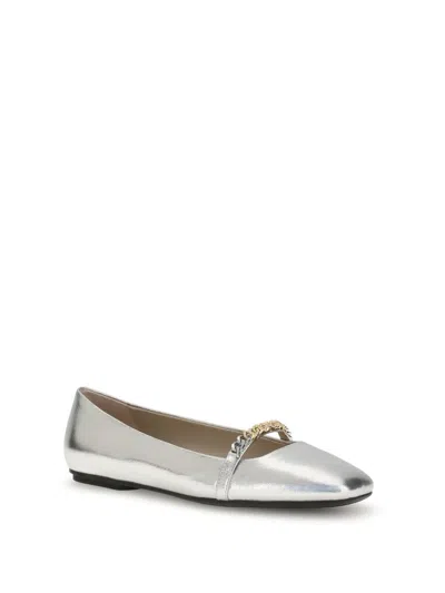 Pinko Metallic Ballerinas In Silver