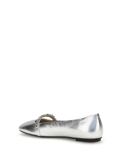 Pinko Metallic Ballerinas In Silver