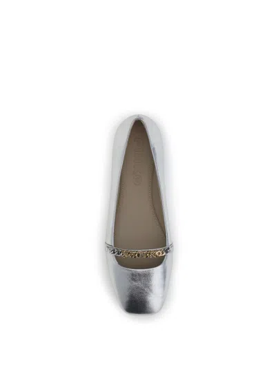 Pinko Metallic Ballerinas In Silver