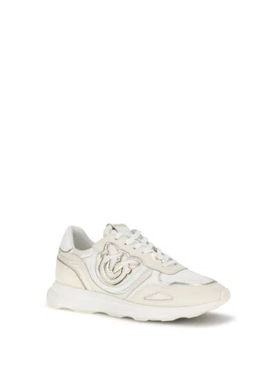 Pinko Zoe Logo-detail Leather Sneakers In White