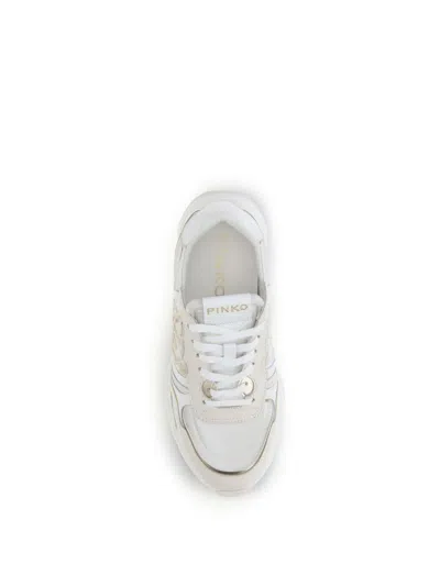 Pinko Zoe Logo-detail Leather Sneakers In White