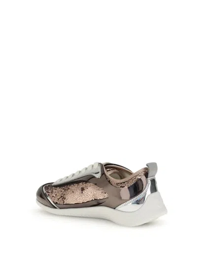 Pinko Reby 10 Mirror Fabric Sneakers With Sequins In Pink