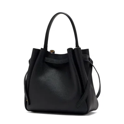 Tory Burch Romy Pebbled Small Bucket Bag Black In Black