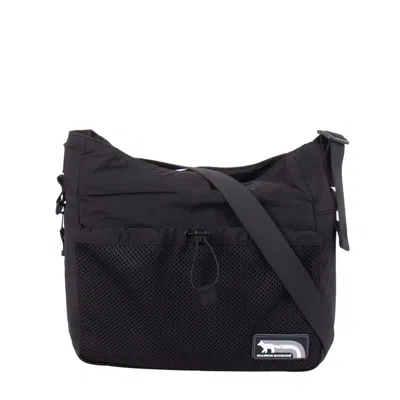 Maison Kitsuné Black Flash Fox Messenger Bag In Black