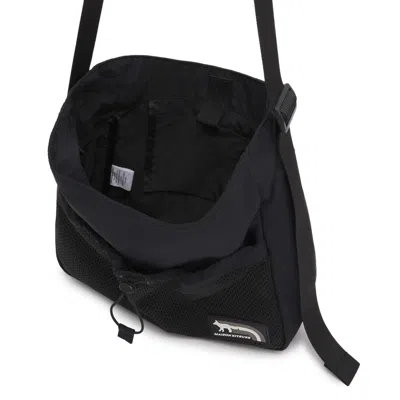Maison Kitsuné Black Flash Fox Messenger Bag In Black